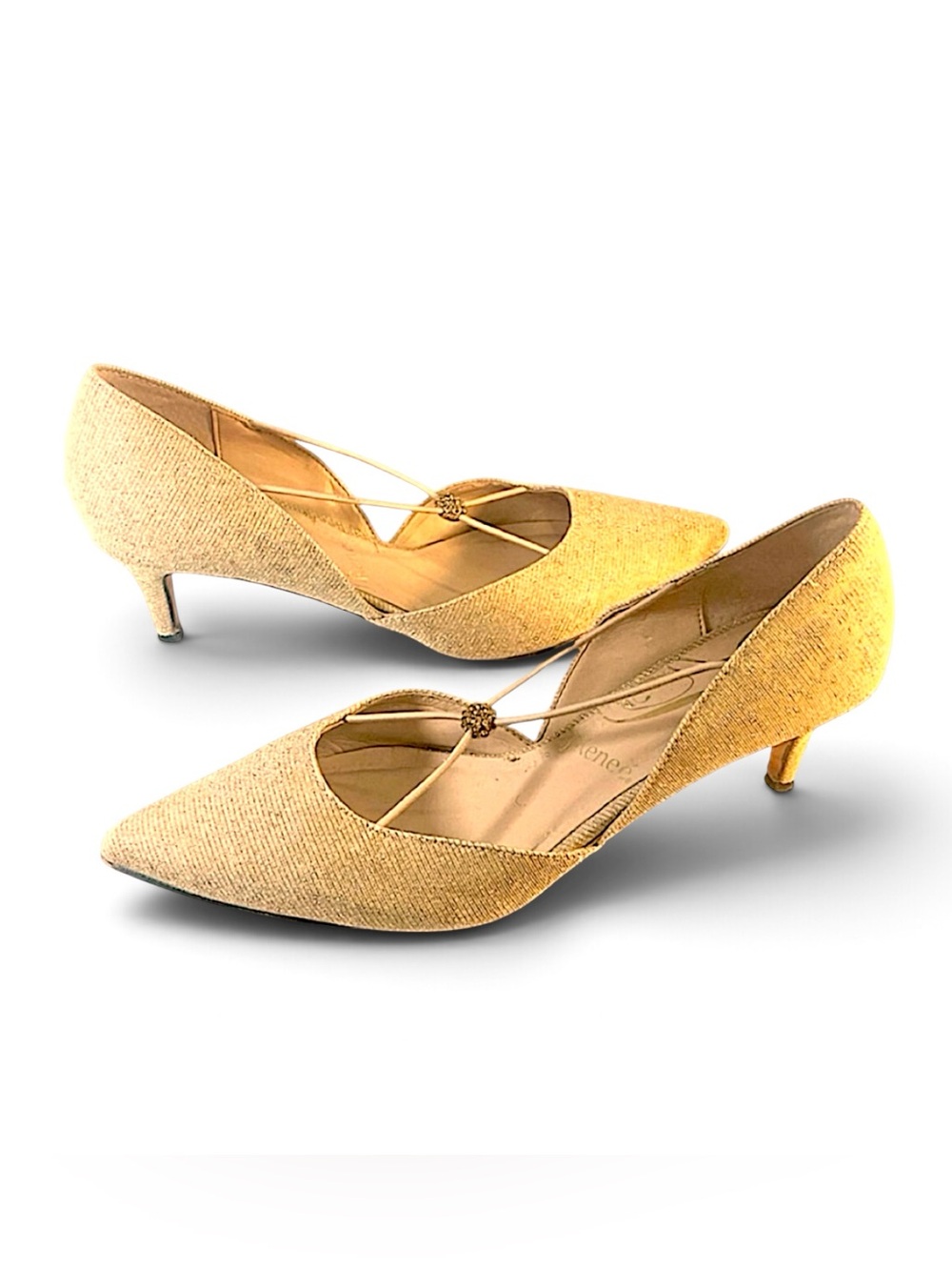 J. RENEE Elegant Women's Cream Sparkling Kitten Heels 7.5